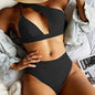 Asymmetrical One-Shoulder High-Waist Bikini Set – Multiple Colors