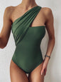 Chic One-Shoulder Ruched One-Piece Swimsuit