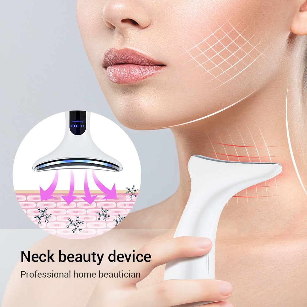 Color Light Microcurrent Constant Temperature Neck  and Face Beauty Device for Skin Rejuvenation, Wrinkles Remover, EMS Tightening, and Neck Lines Firming