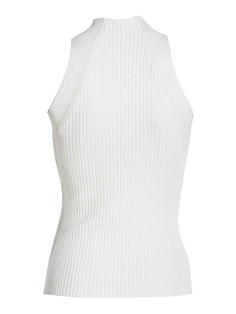 Women White Knot Knit Top