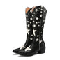 Starlight Rodeo Western Boots – Black with White Stars