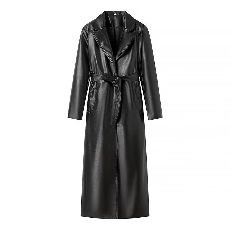 Black Vegan Leather Coat for Women, Elegant, Stylish Outerwear