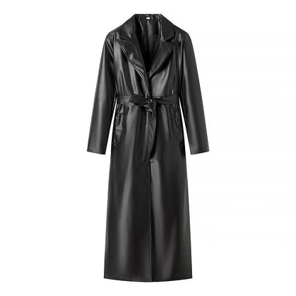 Black Vegan Leather Coat for Women, Elegant, Stylish Outerwear