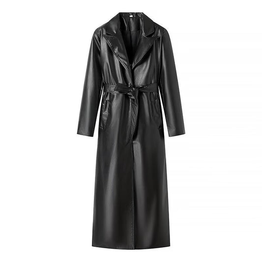Black Vegan Leather Coat for Women, Elegant, Stylish Outerwear
