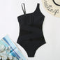 Asymmetrical Mesh Panel One-Piece Swimsuit