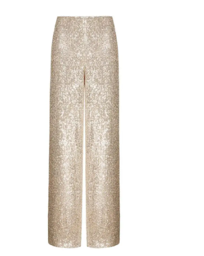 Chic Floor Length Sequin Wide Leg Pants for  Women