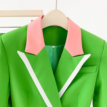 Women's Slim Fitted Bright Green Flared Pant Suit