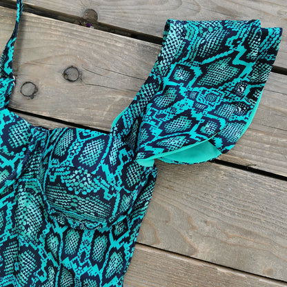 One-Shoulder Snakeskin Swimsuit Print