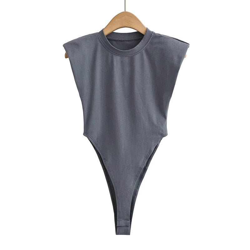 Sleeveless Shoulder Pad Bodysuit – Essential Edge