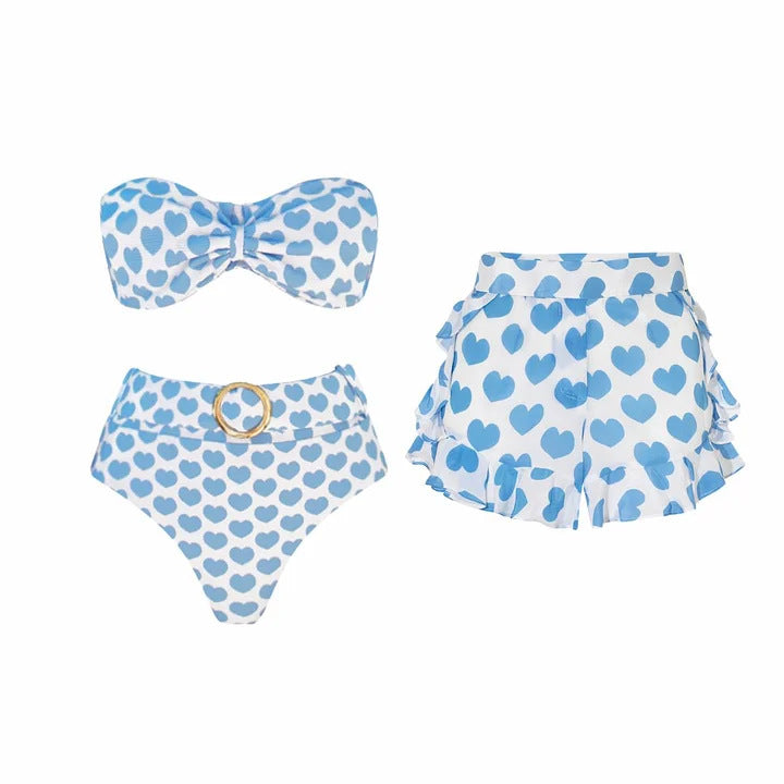 Sweetheart Escape  Love Print Swimsuit & Cover-Up Set
