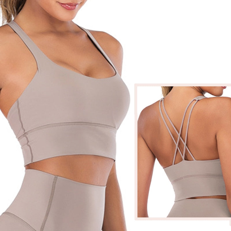 Two-Piece Gym Suit Sports Bra Sets in Naked-feels Fabric