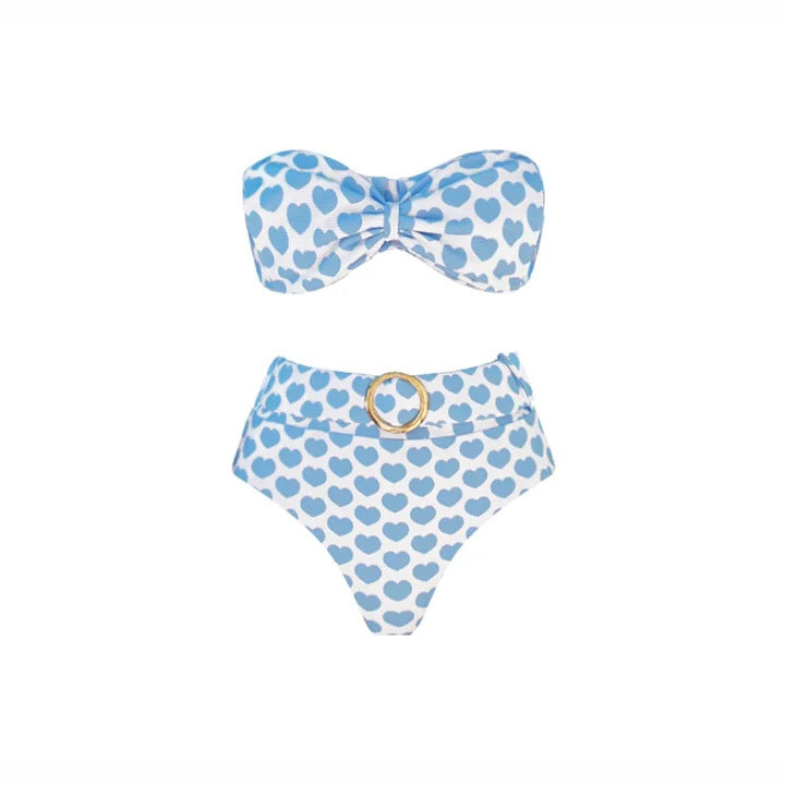 Sweetheart Escape  Love Print Swimsuit & Cover-Up Set