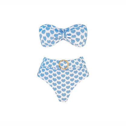 Sweetheart Escape  Love Print Swimsuit & Cover-Up Set