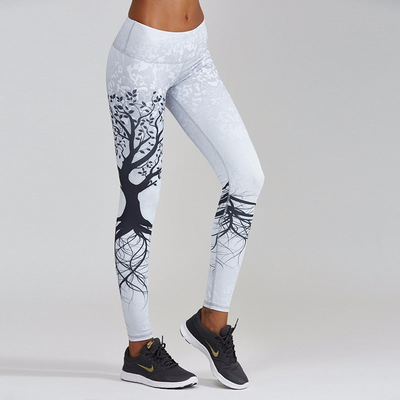 Women's Tree Print Cotton Yoga Pants