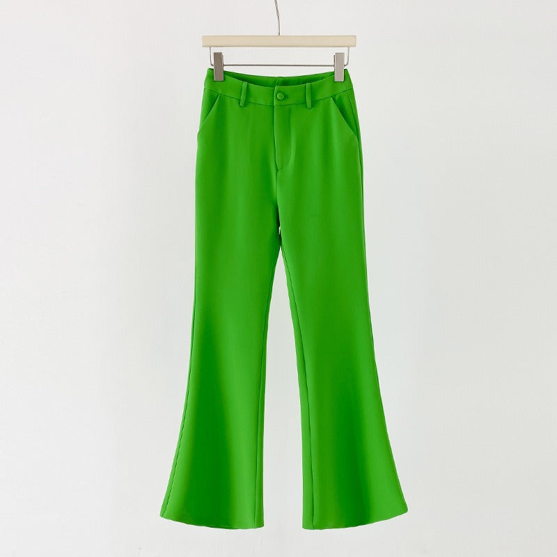 Women's Slim Fitted Bright Green Flared Pant Suit