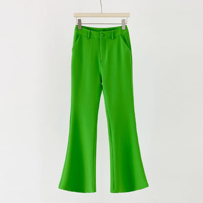 Women's Slim Fitted Bright Green Flared Pant Suit