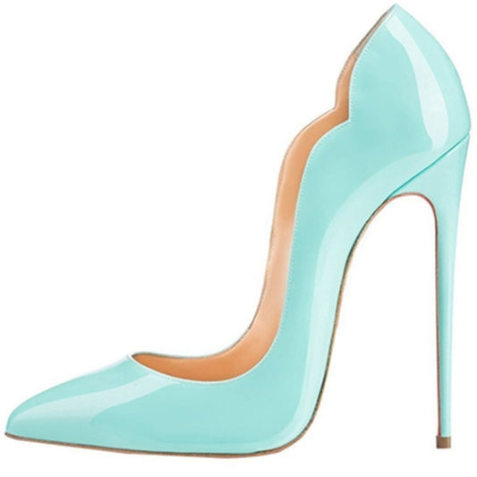 Scalloped Patent Leather Stiletto Pumps