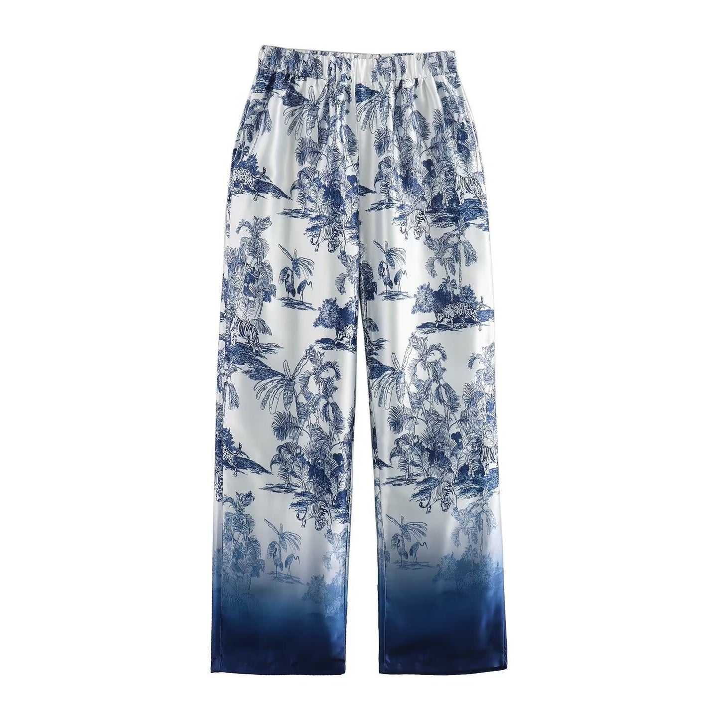 Azure Jungle Scenic Shirt & Ombre-Hem Trousers Set