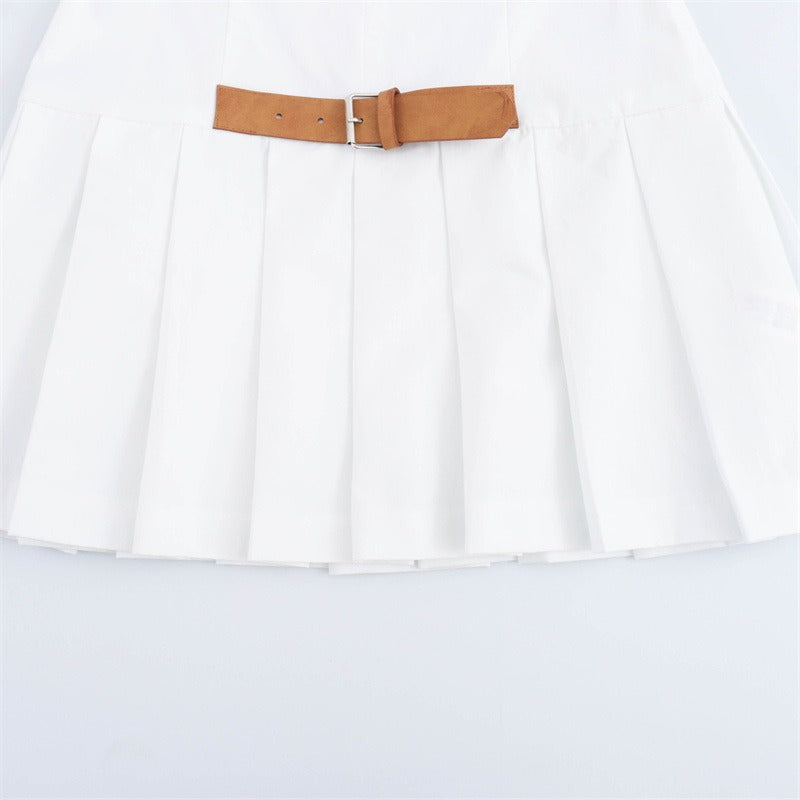 Trendy White Pleated Mini Dress