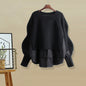 Stylish Women's Sweater and Shirt Mixed Long Sleeve Top