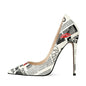 "Headline News” Newspaper-Print Leather Stiletto Pumps