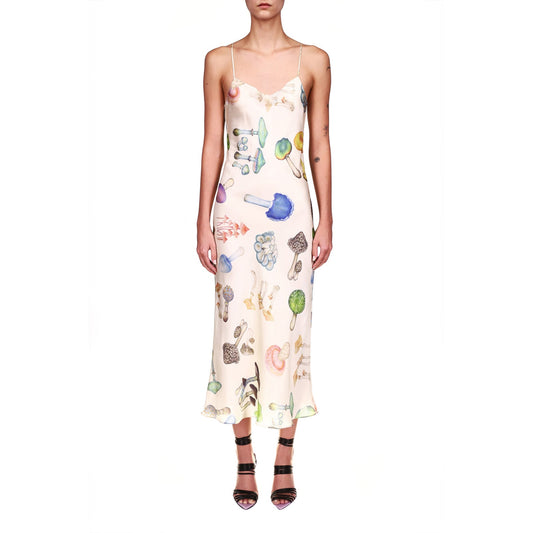 Whimsical Mushroom Print Slip Dress – Quirky Meets Elegant