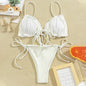 Ribbed Tie-Front Triangle Bikini Set-Multiple Colors