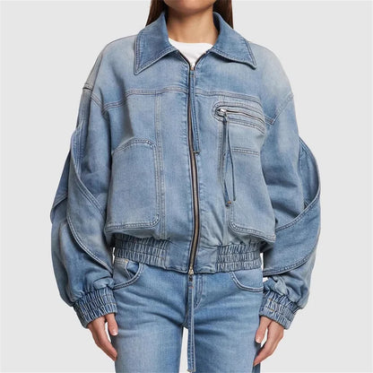 Retro Washed High Quality Pure Cotton  Padded Denim Jacket