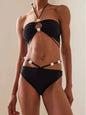 Pearl Accent Cut-Out Bikini Set – Ivory Elegance