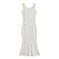 Rosette Knit Mesh Maxi Dress – Black & Ivory