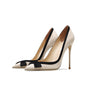 Bianca Contrast Suede Bow-Trim Stiletto Pumps
