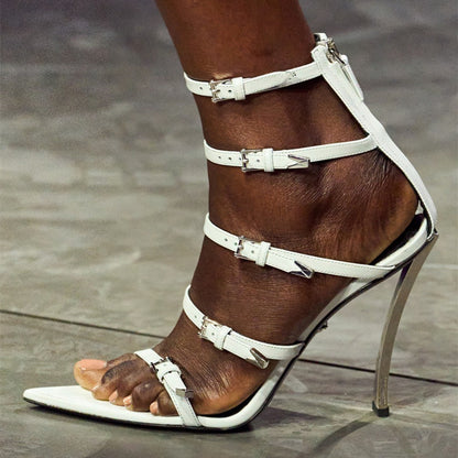 Strappy Multi-Buckle Stiletto Sandals – Ultra Sleek & Sexy