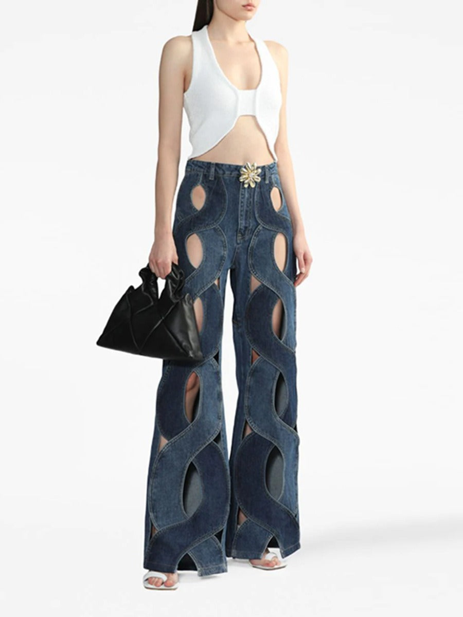 Dough Twists Wide Leg High Waisted Jean Pants