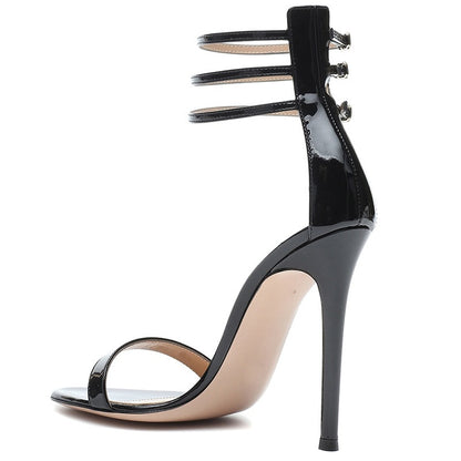Triple Strap Minimalist Stiletto Sandals