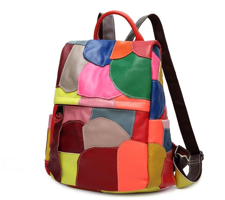 Multicolored Leather Fashion Backpack for Ladies