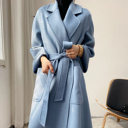 Elegant Long Belted Cashmere Coat for Women