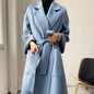 Elegant Long Belted Cashmere Coat for Women