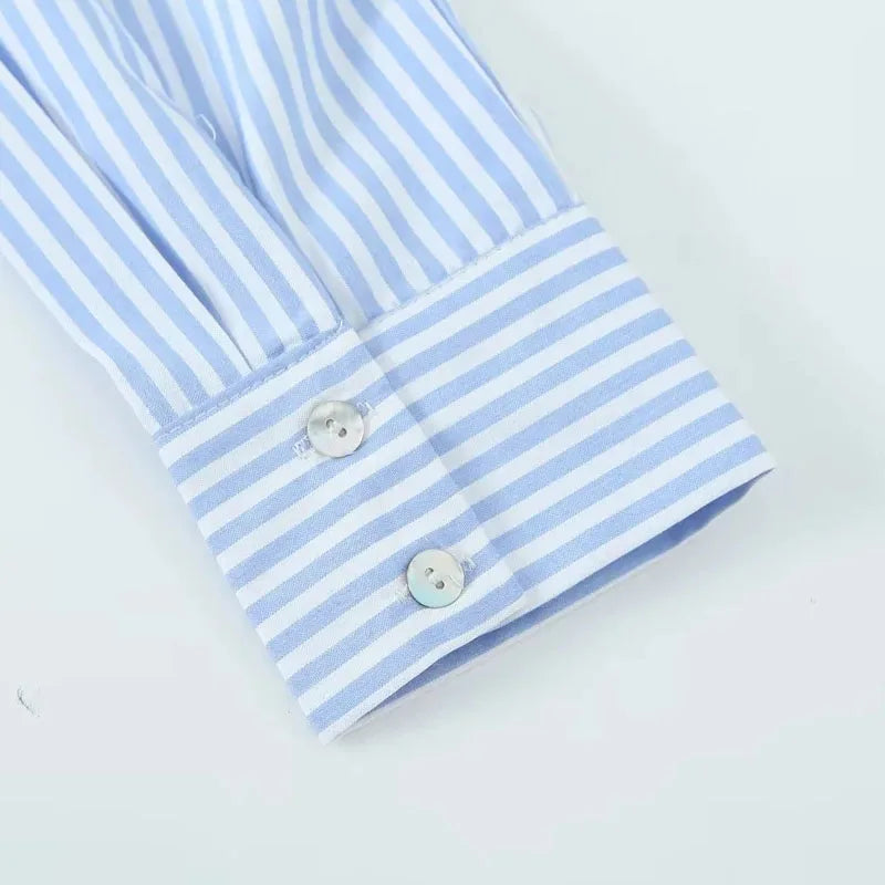 Blue Striped Button-Down Shirt Dress