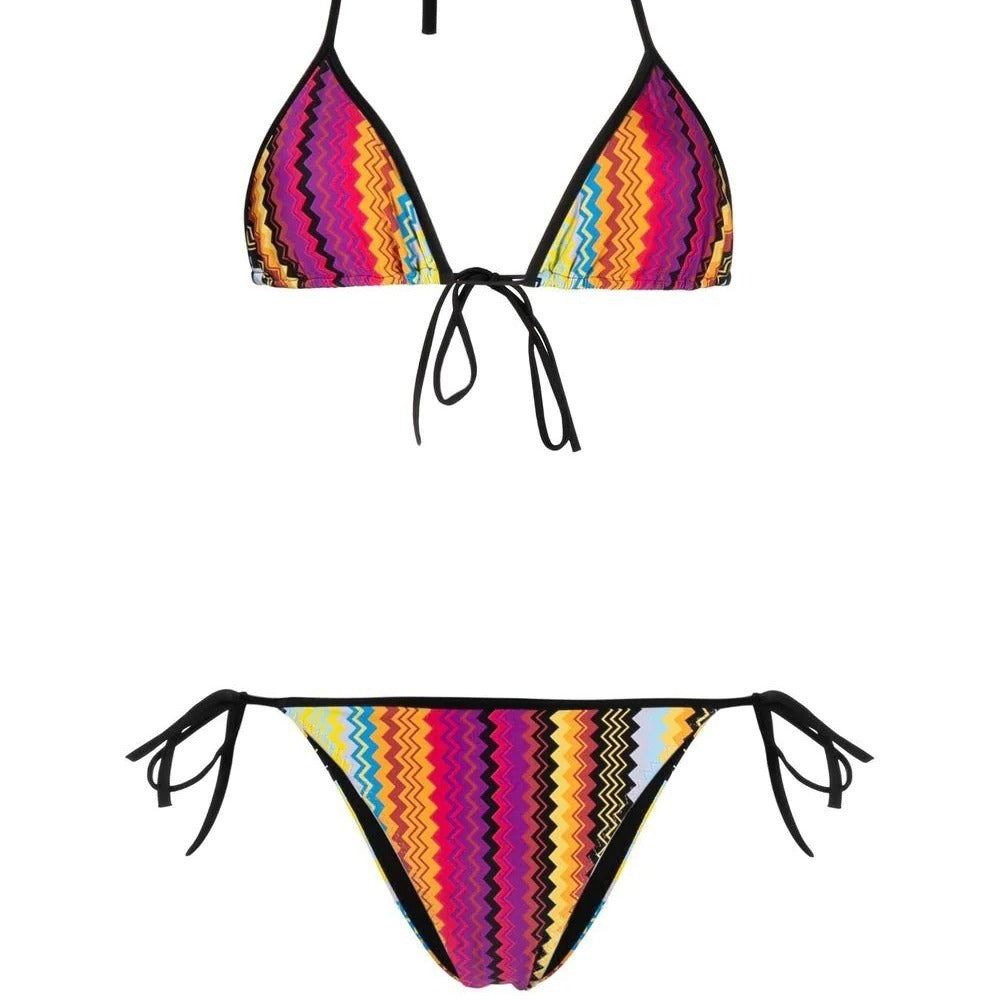 Rainbow String Bikini Set with Triangle Bottoms and Side Ties, Multiple  Designs