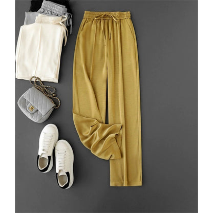 Elastic Waist Breathable Cotton Floor Length  Draw String Pants