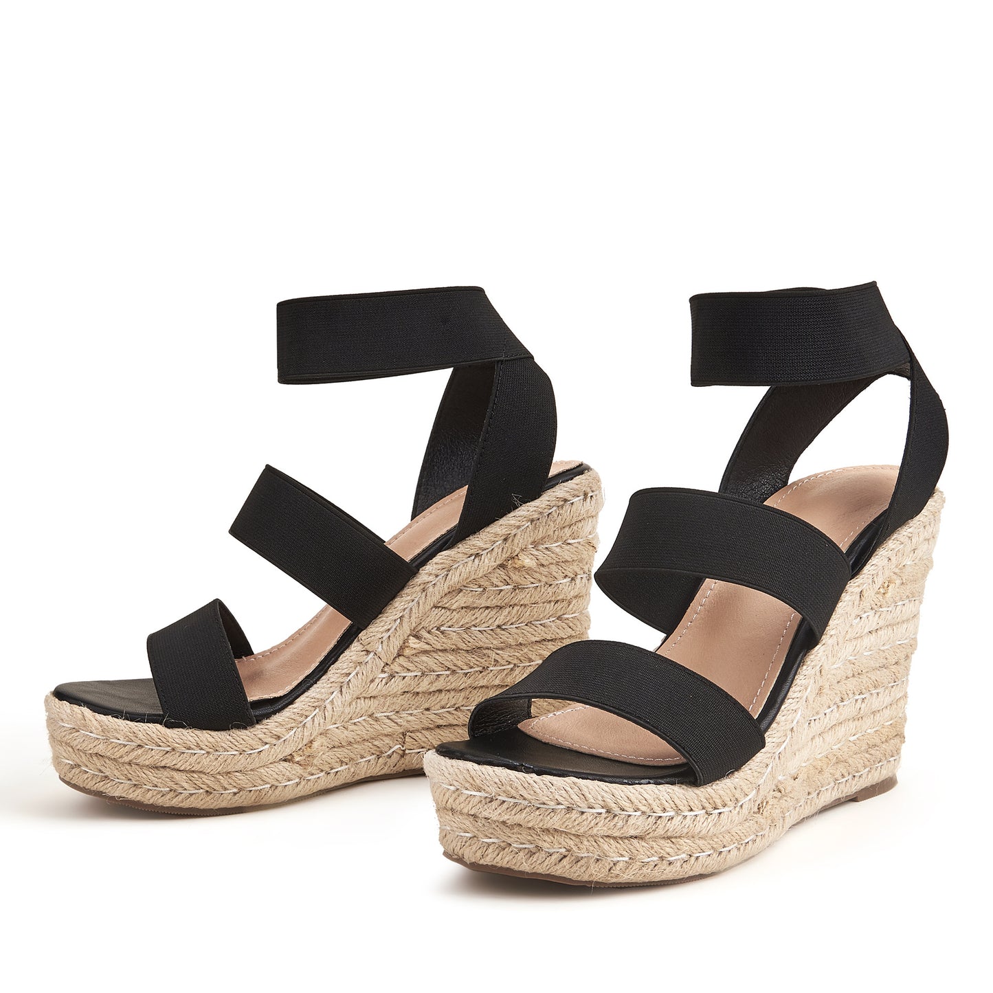 Soleil Elastic Strap Espadrille Wedges