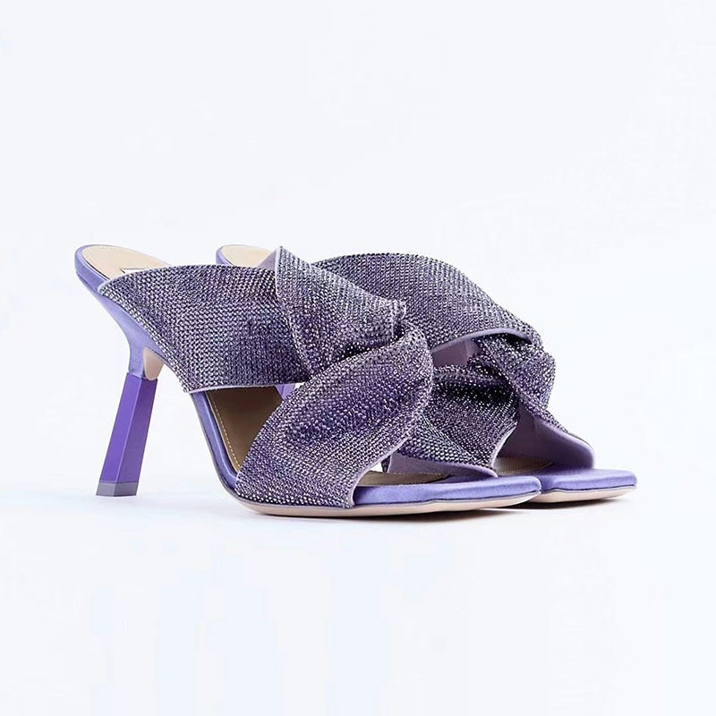 High Heeled Fashion Sandals in Frosted Velvet