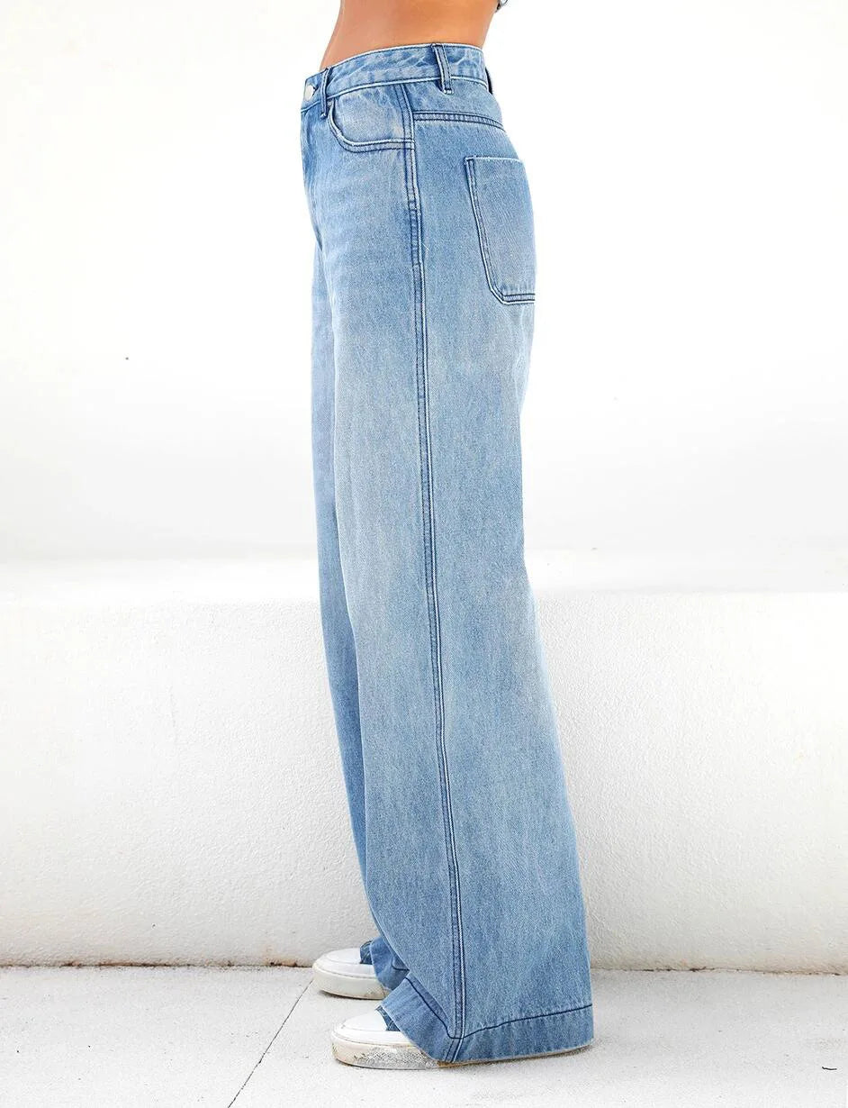 “Blue Horizon” High-Rise Wide-Leg Jeans