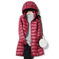 High Quality Lightweight Women's  Down  Puffer Jacket With a Detachable Hood, Packable.