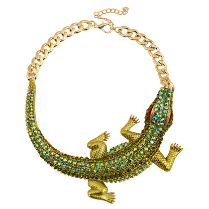 Women's Crocodile Shape Diamond-Encrusted Chain Necklace