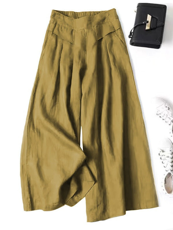 Luxurious Cotton &  Linen Wide Leg High Waisted Loose Pants with , Comes in Multiple  Colors.