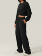 Twist-Front Pastel Knit Lounge Set – Cozy Crewneck Sweater & Drawstring Wide-Leg Pants