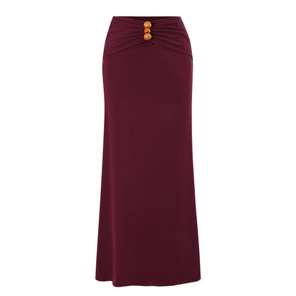 Bordeaux Luxe Ruched Swimsuit & Skirt Set