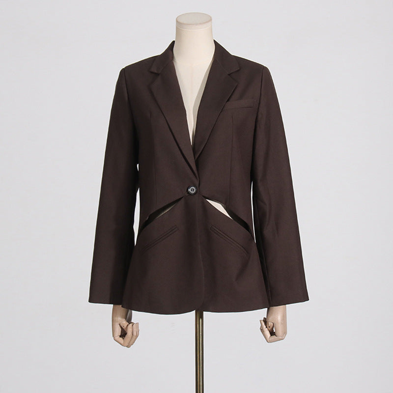 Coffee Colored  Cutout Blazer – Bold Meets Business