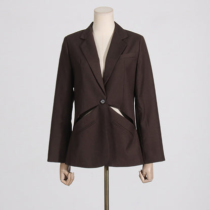 Coffee Colored  Cutout Blazer – Bold Meets Business